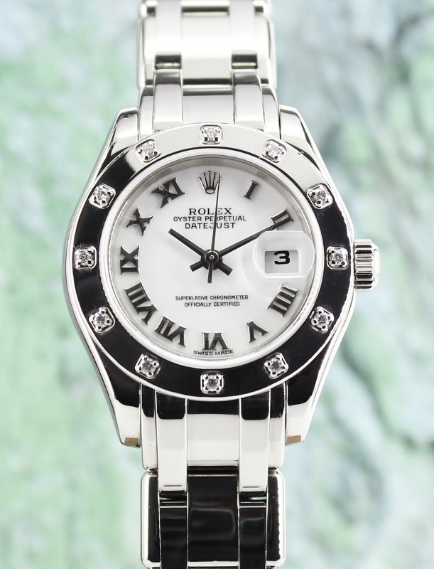 (image for) A ROLEX 18K WHITE GOLD LADY - DATEJUST PEARLMASTER - 80319